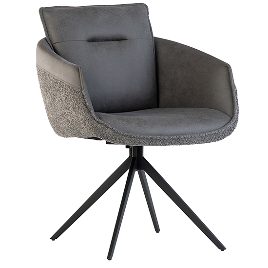 Lacey Fabric And Faux Leather Dining Chair In Grey
