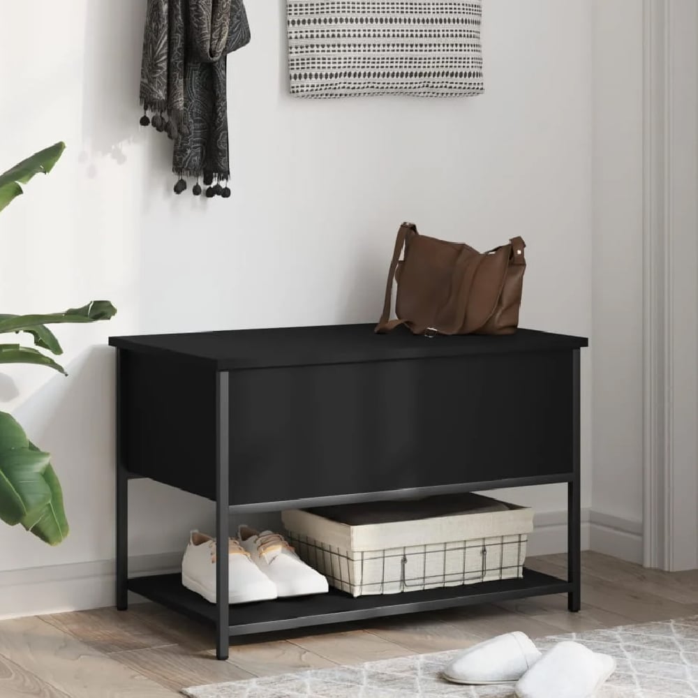 Read more about Lacey wooden small shoe storage bench in black
