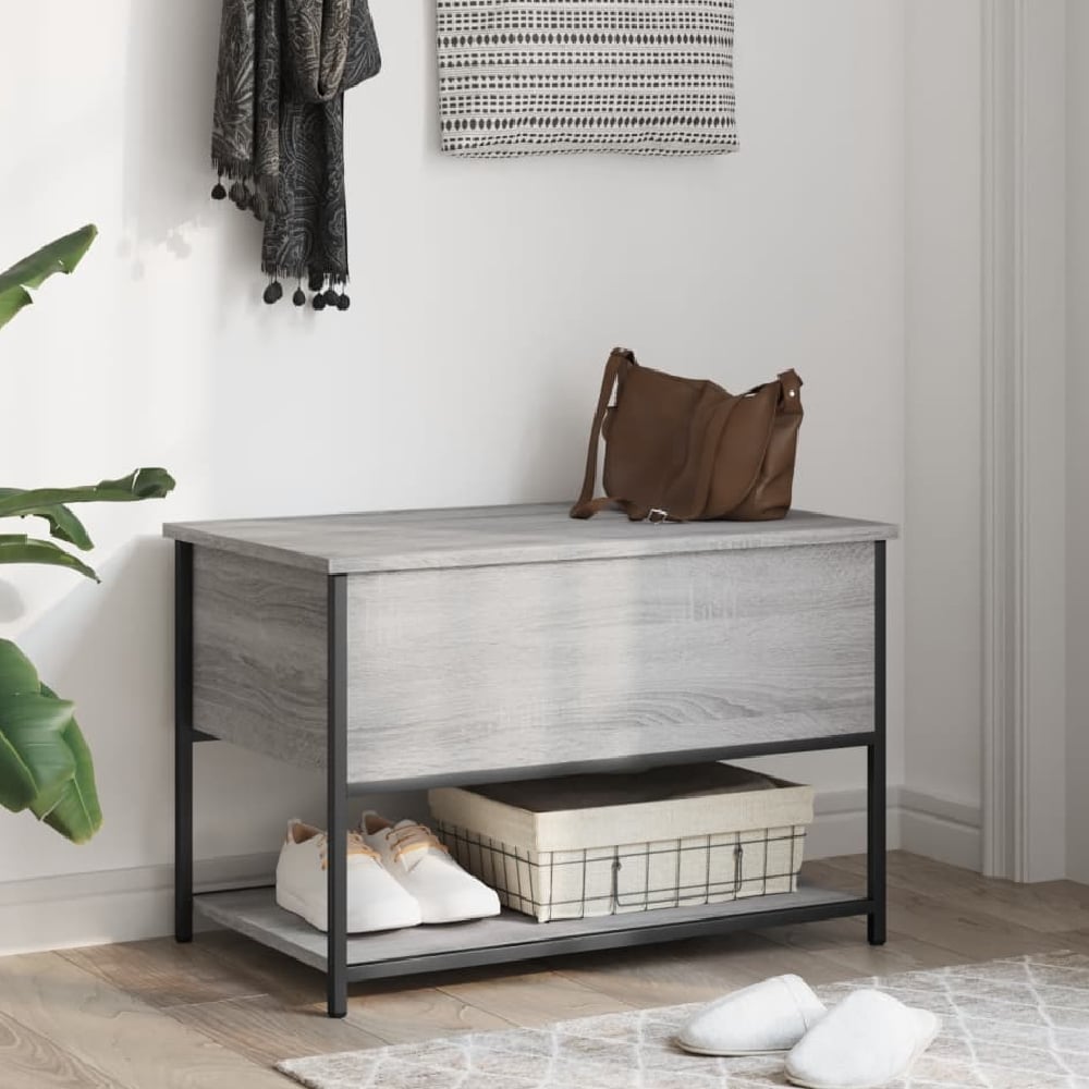 Read more about Lacey wooden small shoe storage bench in grey sonoma