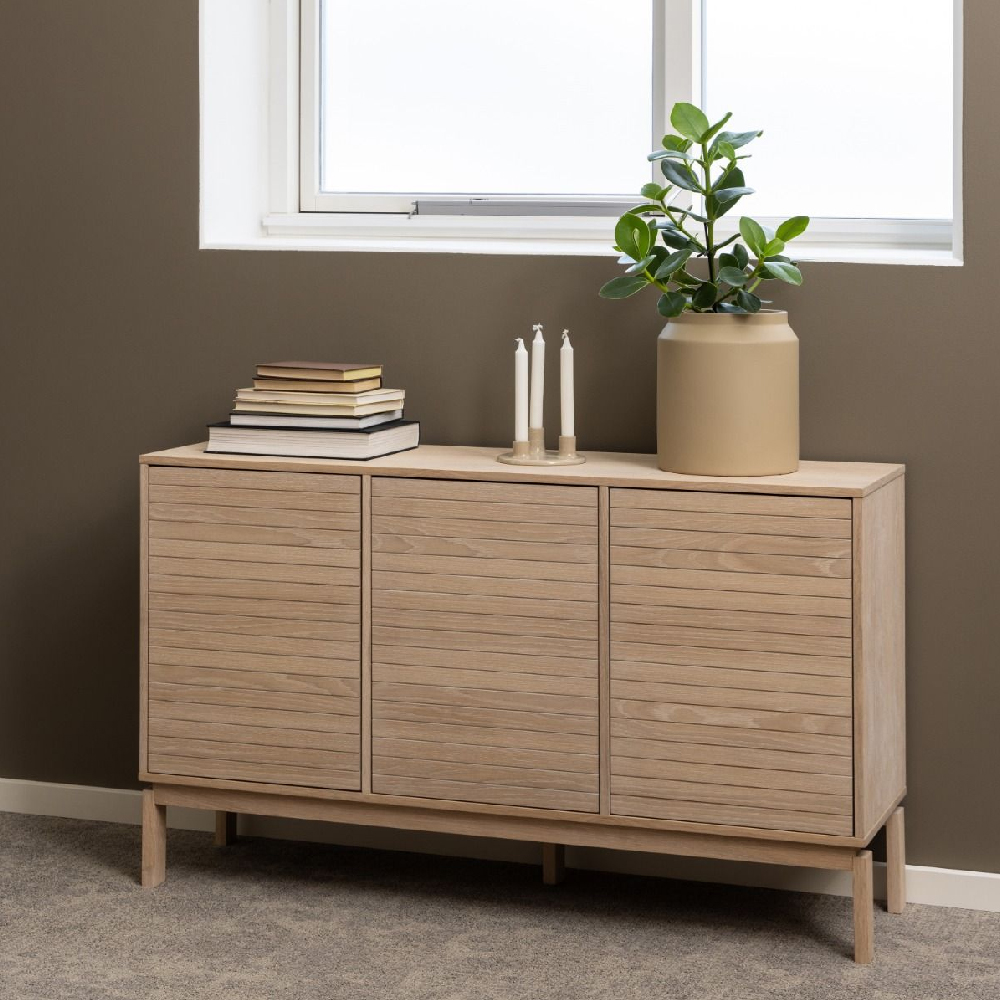 Read more about Lacey wooden storage cabinet with 3 doors in white oak