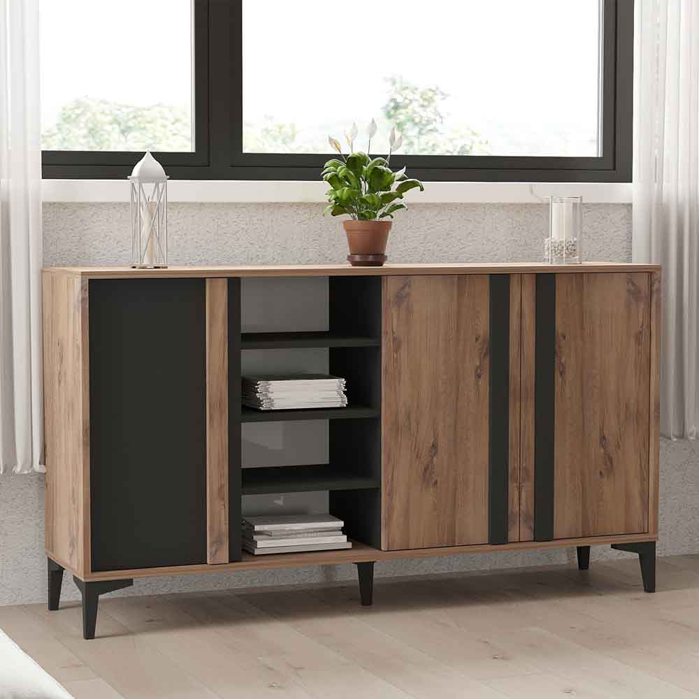 Lacin Wooden Living Room Furniture Set in Atlantic and Anthracite