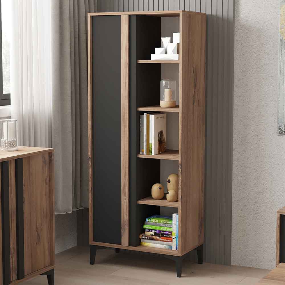 Lacin Wooden Living Room Furniture Set in Atlantic and Anthracite