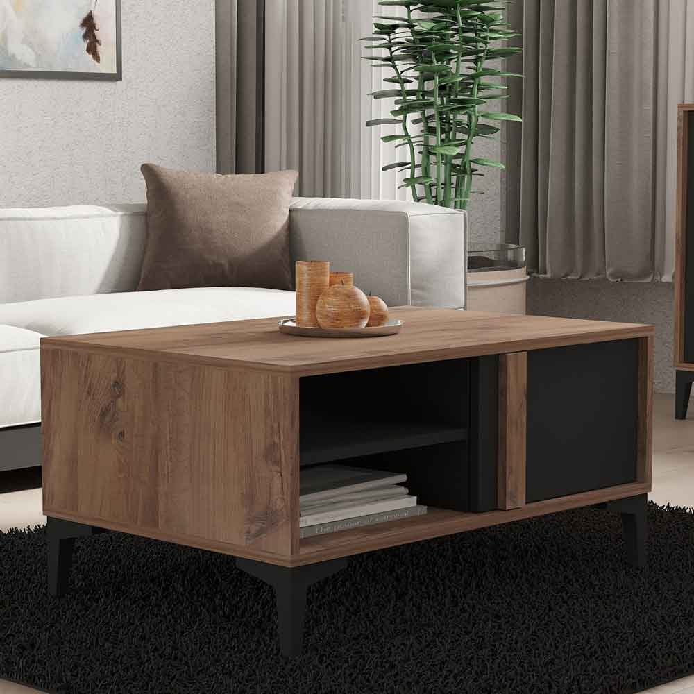 Lacin Wooden Living Room Furniture Set in Atlantic and Anthracite