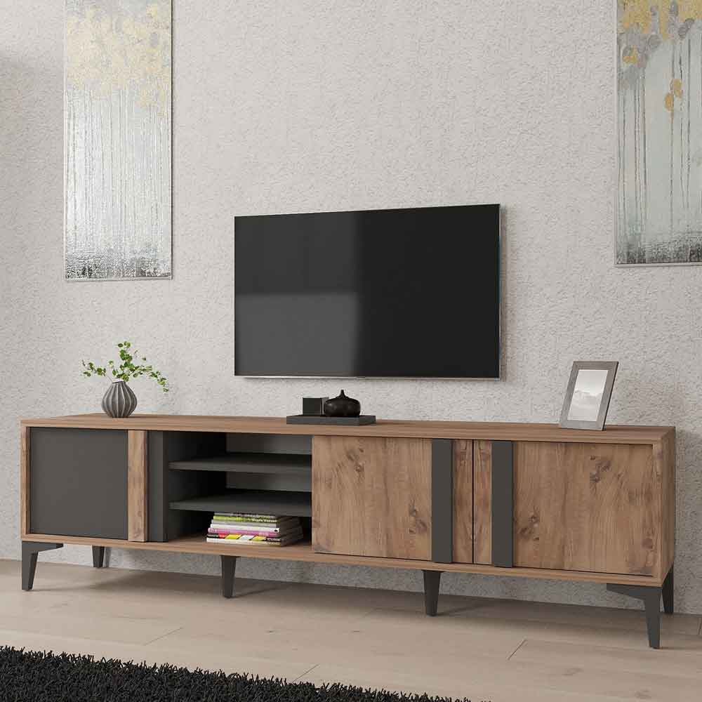 Lacin Wooden Living Room Furniture Set in Atlantic and Anthracite