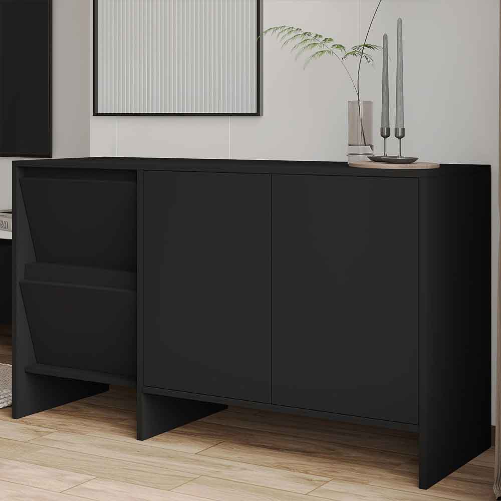 Lacin Wooden Living Room Furniture Set in Black