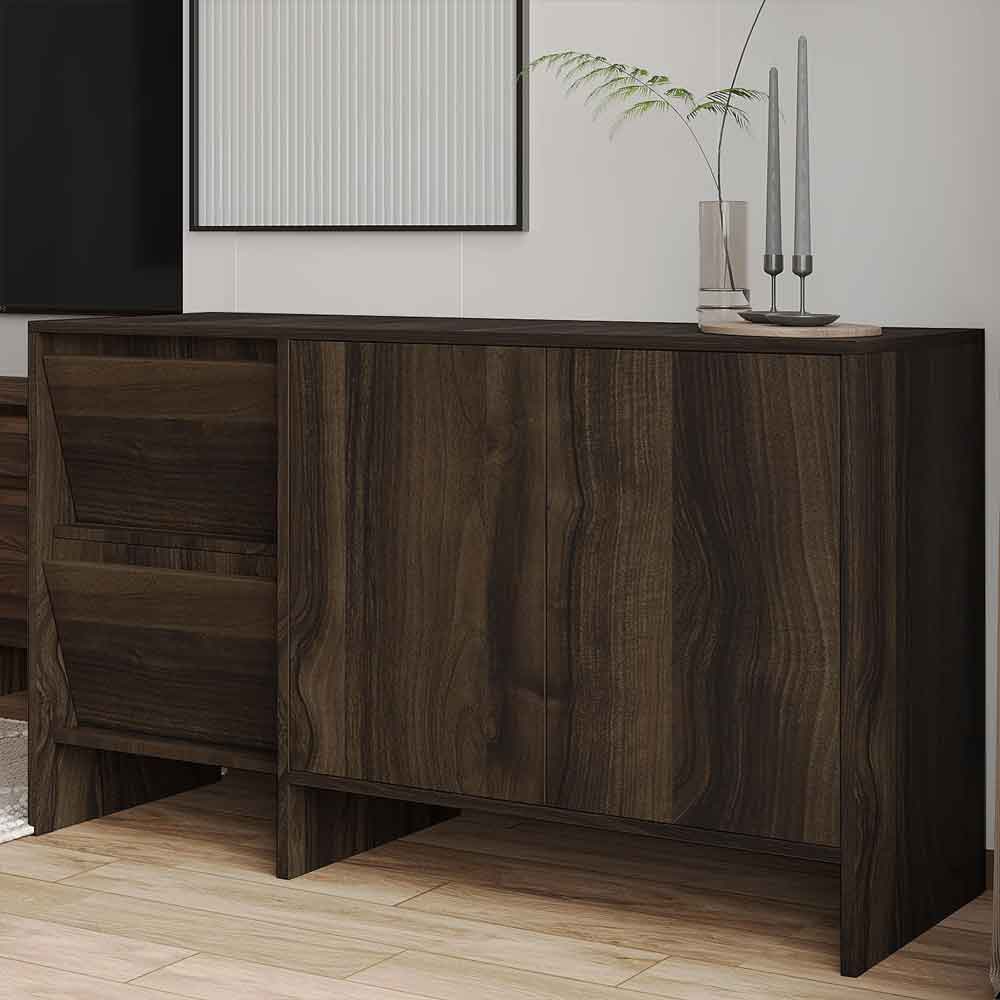 Lacin Wooden Living Room Furniture Set in Walnut