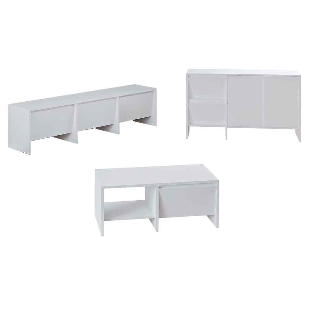 Lacin Wooden Living Room Furniture Set in White
