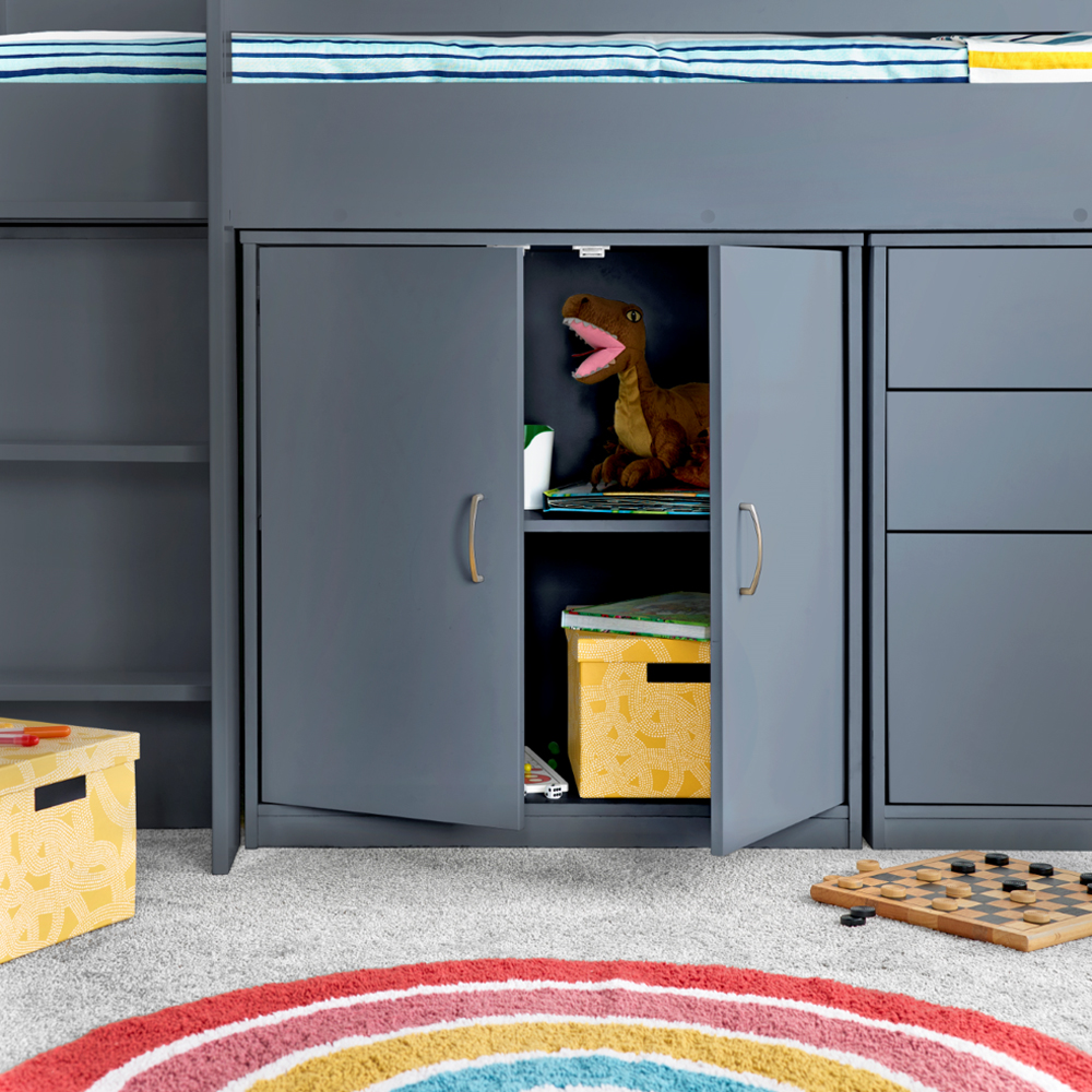 Lackey Wooden Mid Sleeper Bed With Storage In Grey