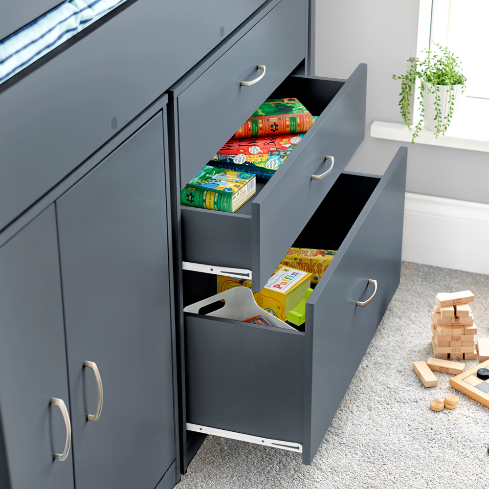 Lackey Wooden Mid Sleeper Bed With Storage In Grey