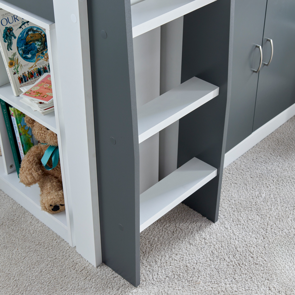 Lackey Wooden Mid Sleeper Bed With Storage In Grey And White