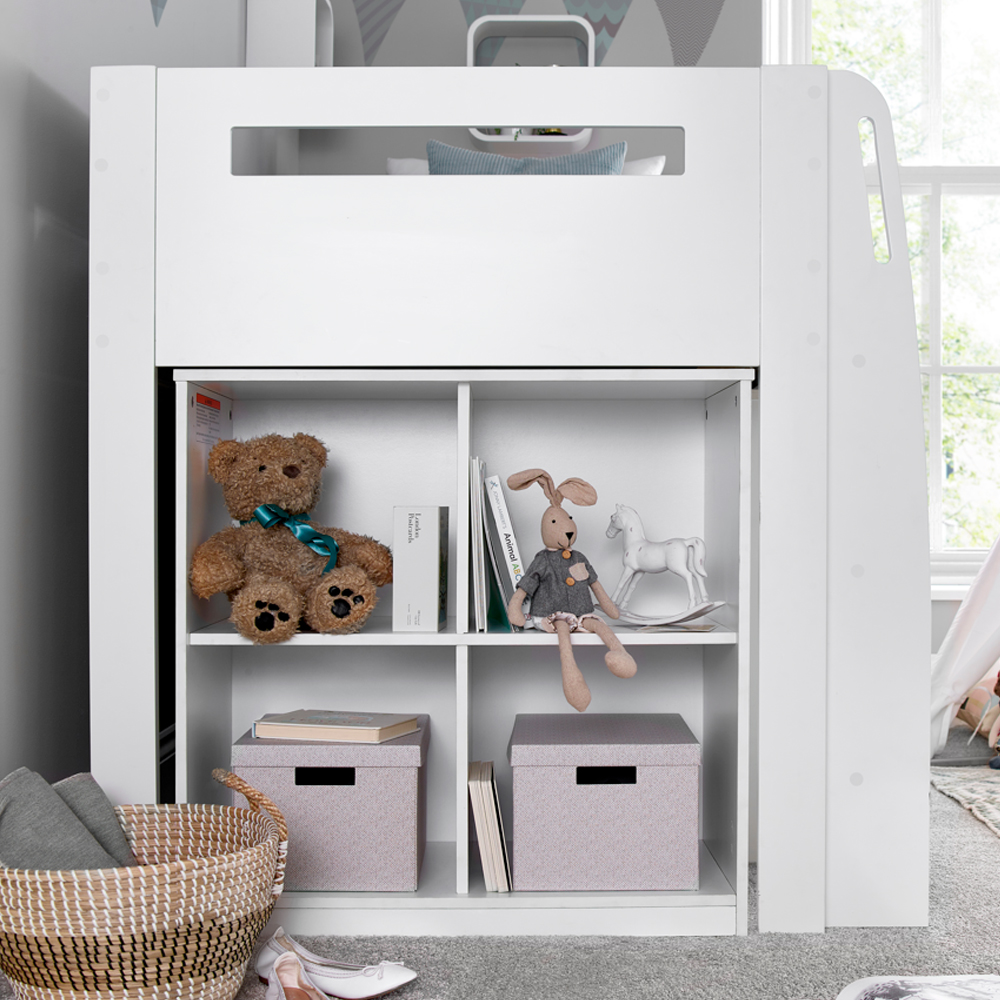Lackey Wooden Mid Sleeper Bed With Storage In White