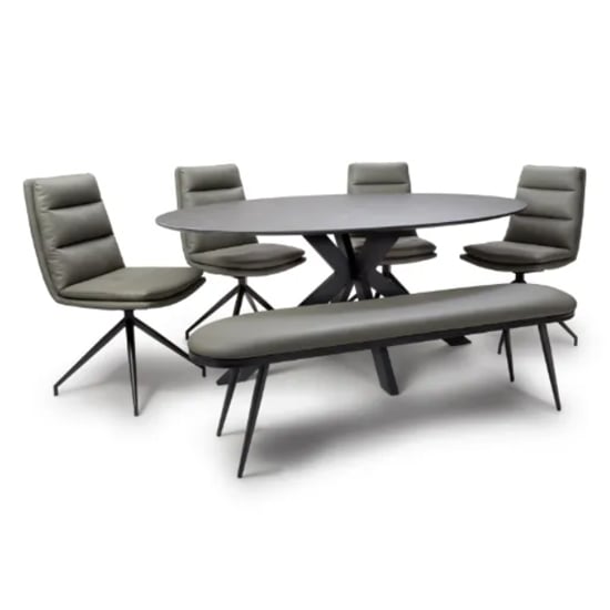 Lacole Dining Table With 4 Nobo Truffle Chairs And Aara Bench