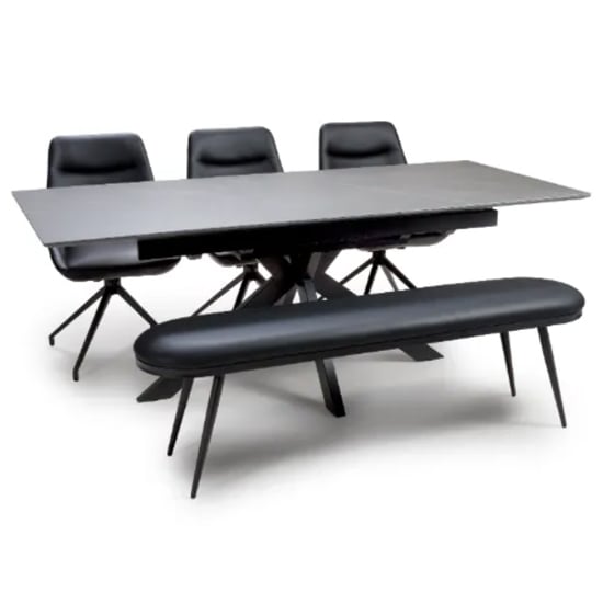 Lacole Extending Dining Table With 4 Aara Chairs And 1 Bench