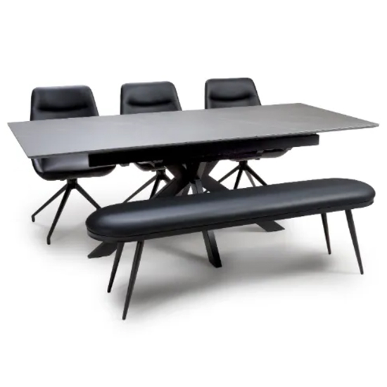 Read more about Lacole extending dining table with 4 aara chairs and 1 bench