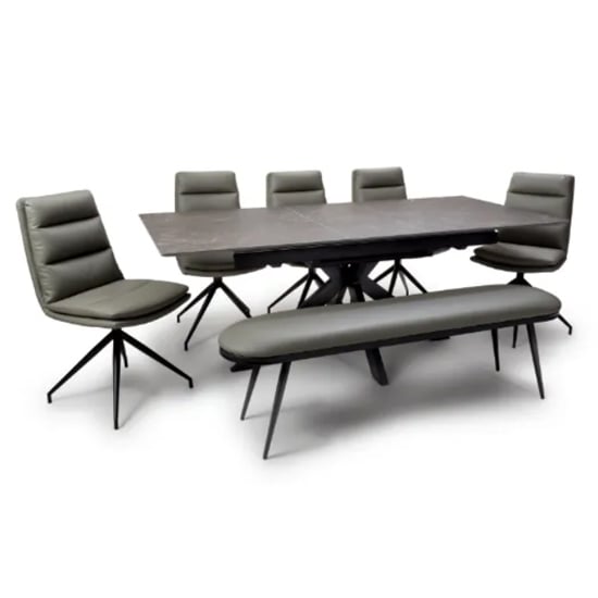 Lacole Extending Dining Table With 4 Nobo Chairs 1 Aara Bench