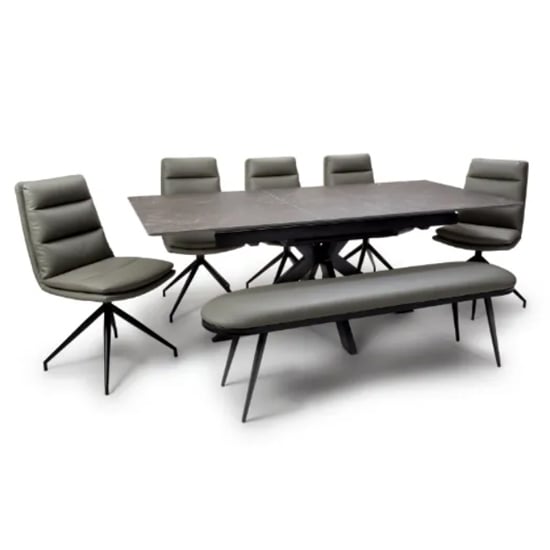 Read more about Lacole extending dining table with 4 nobo chairs 1 aara bench