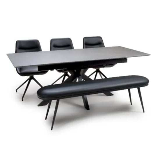 Lacole Extending Dining Table With 6 Aara Chairs And 1 Bench