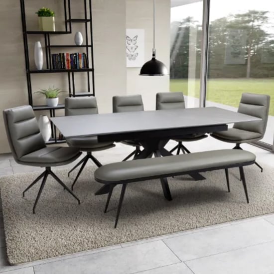 Product photograph of Lacole Extending Dining Table With 6 Nobo Chairs 1 Aara Bench from Furniture in Fashion