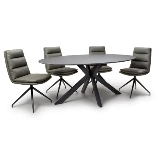 Product photograph of Lacole Grey Dining Table Oval With 6 Nobo Truffle Chairs from Furniture in Fashion