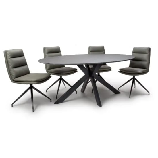 Read more about Lacole grey dining table oval with 6 nobo truffle chairs