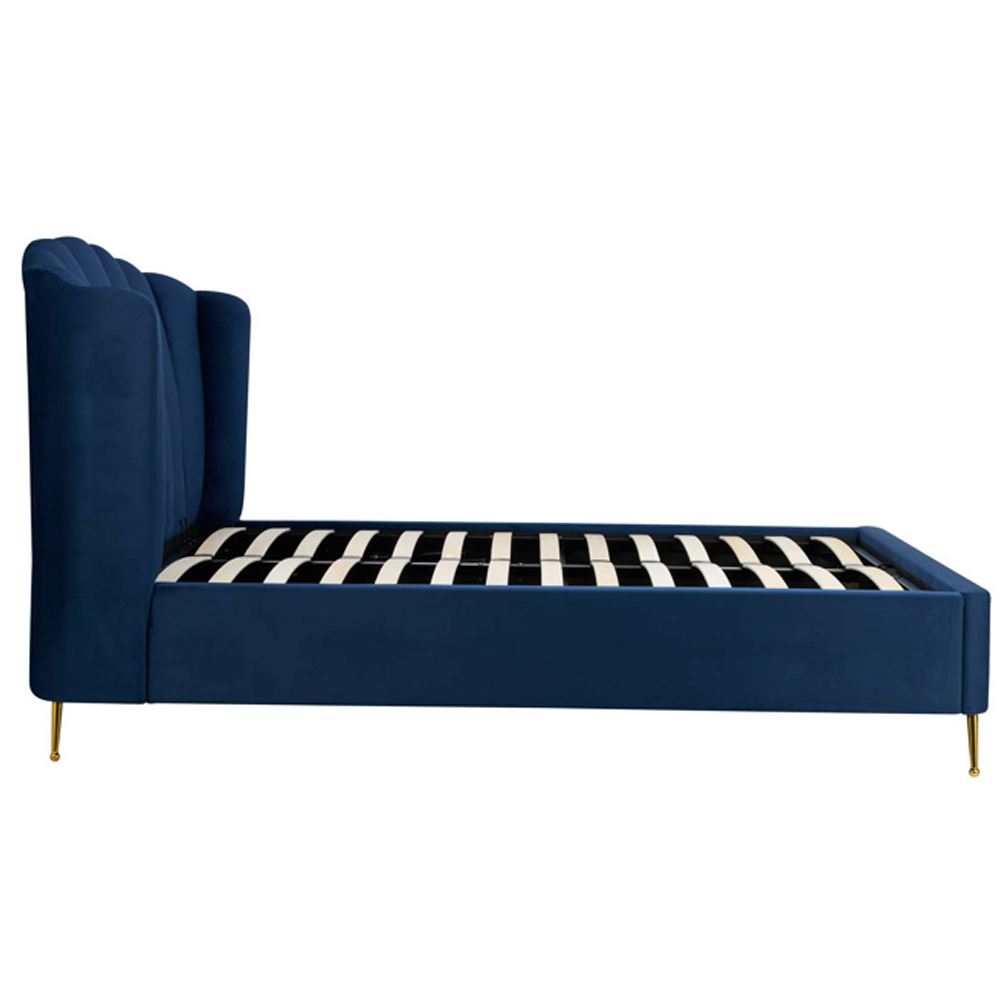 Laconia Fabric Ottoman Storage Double Bed In Midnight Blue