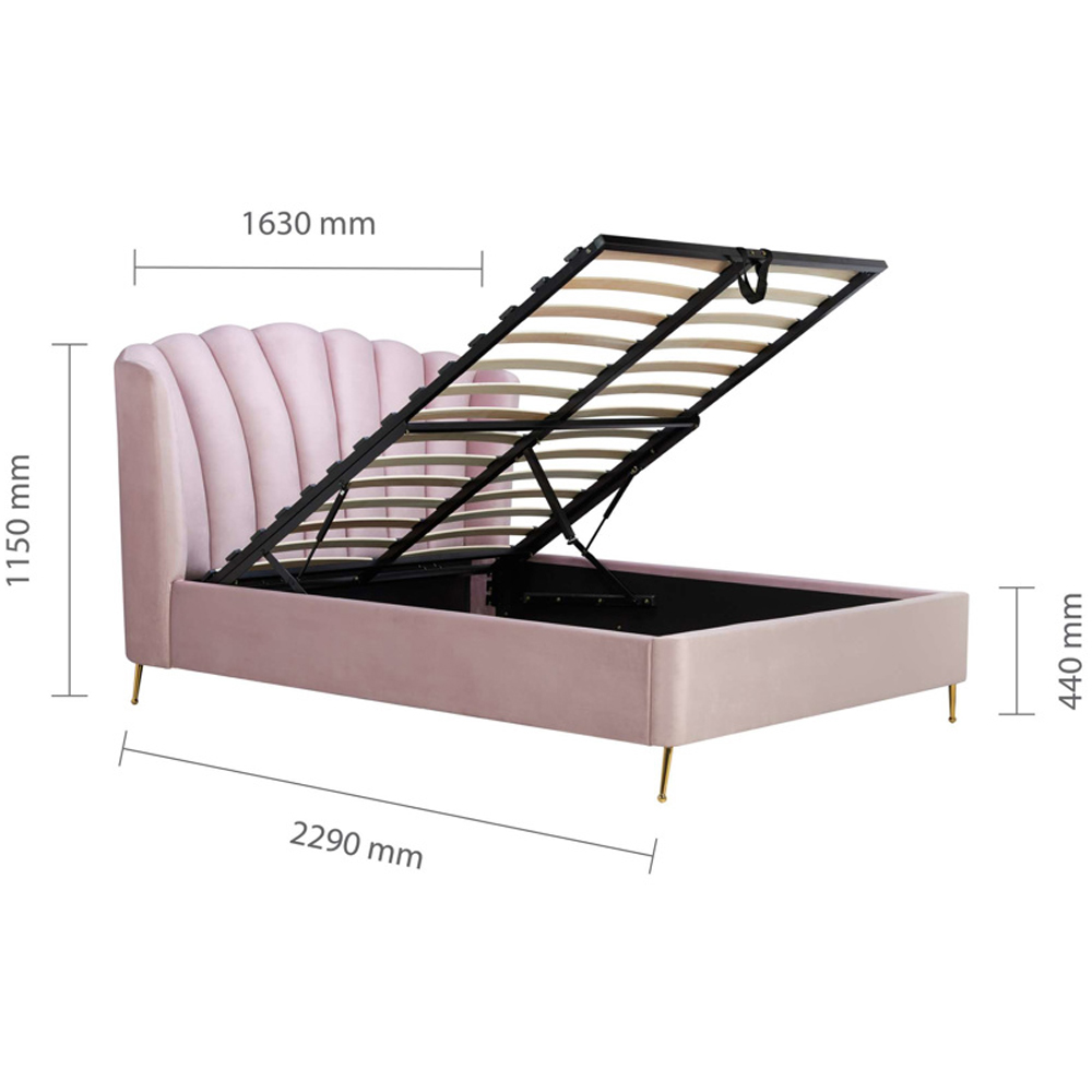 Laconia Fabric Ottoman Storage Double Bed In Pink