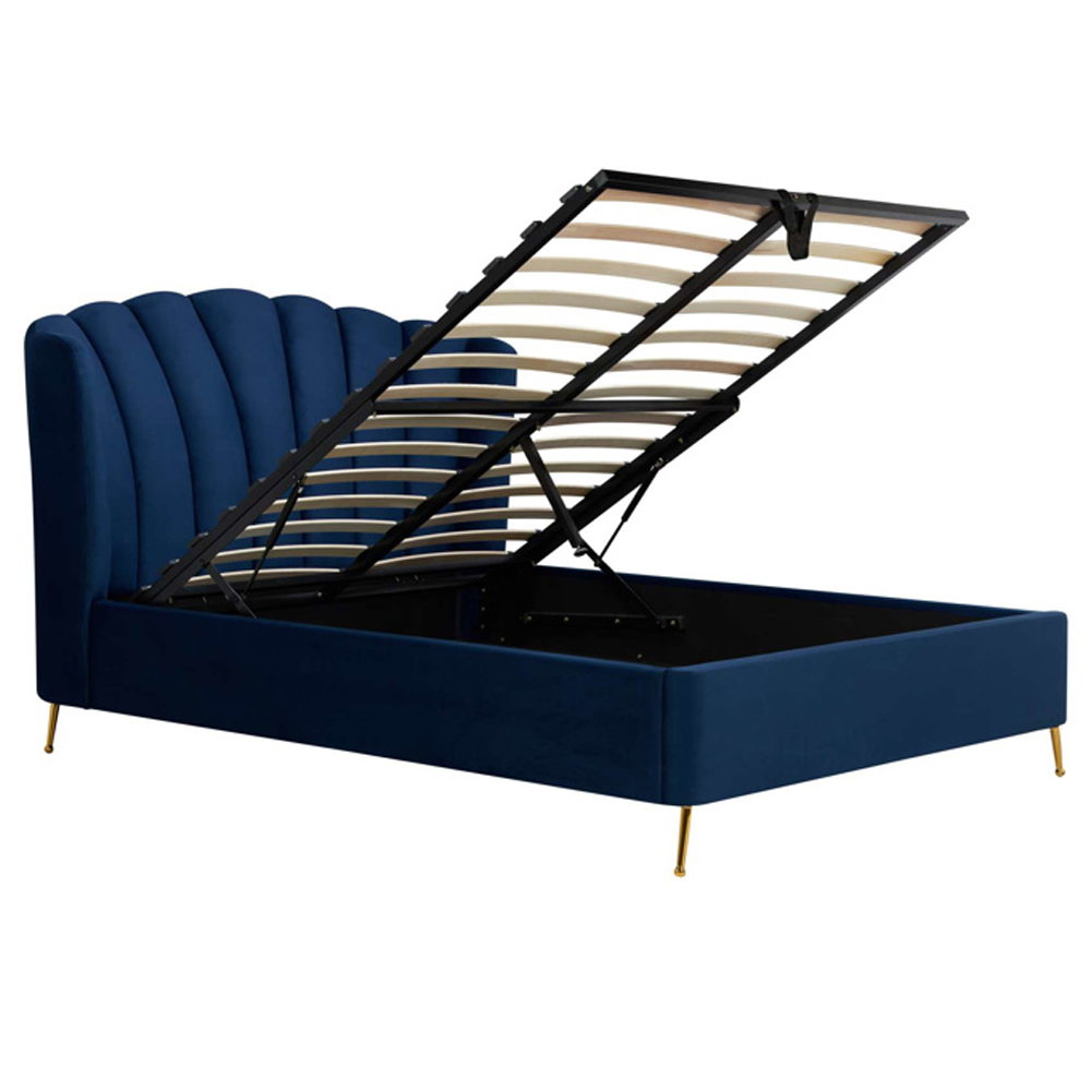 Laconia Fabric Ottoman Storage King Size Bed In Midnight Blue