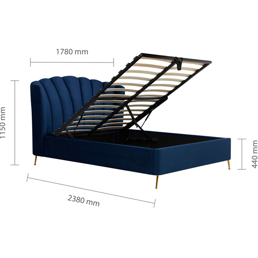 Laconia Fabric Ottoman Storage King Size Bed In Midnight Blue