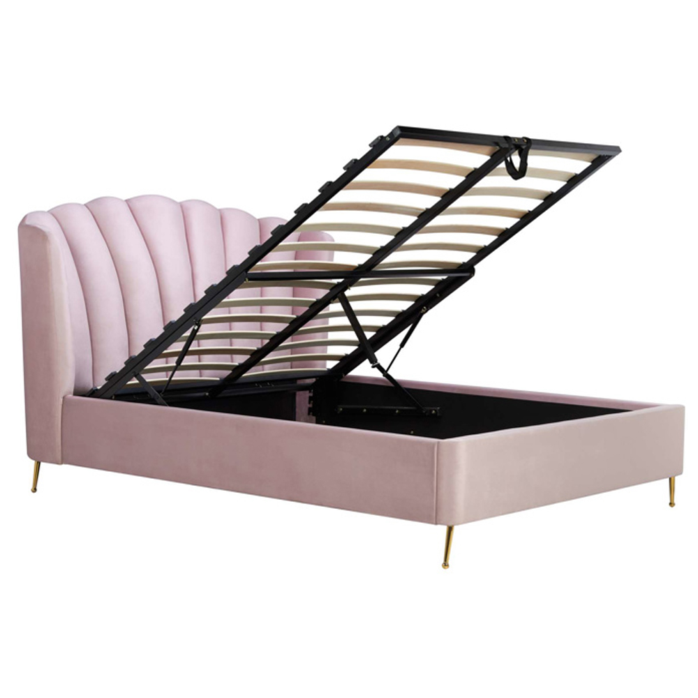 Laconia Fabric Ottoman Storage King Size Bed In Pink