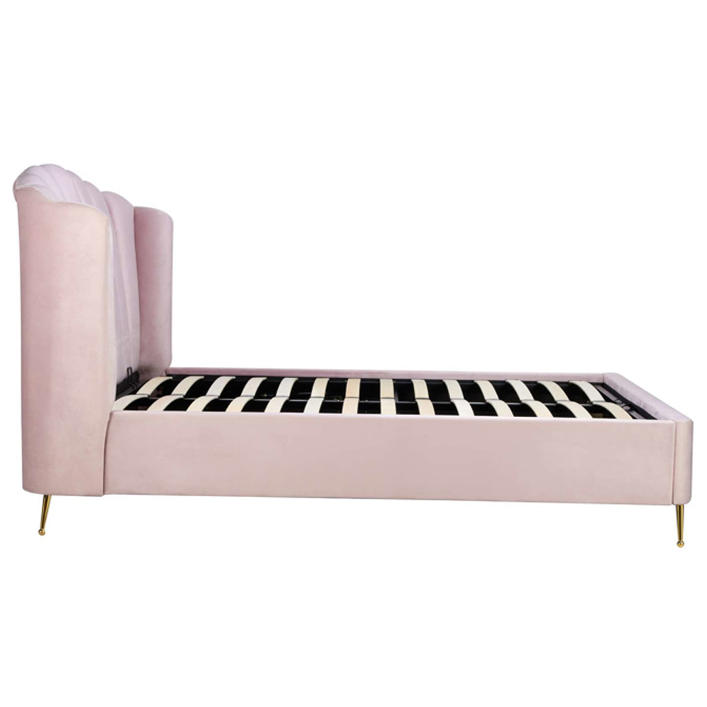 Laconia Fabric Ottoman Storage King Size Bed In Pink