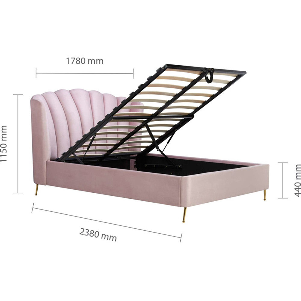 Laconia Fabric Ottoman Storage King Size Bed In Pink
