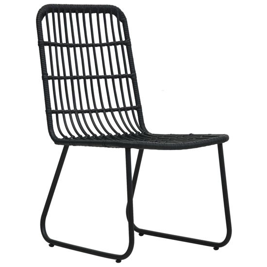 Laconia Glass And Poly Rattan 3 Piece Bistro Set In Black