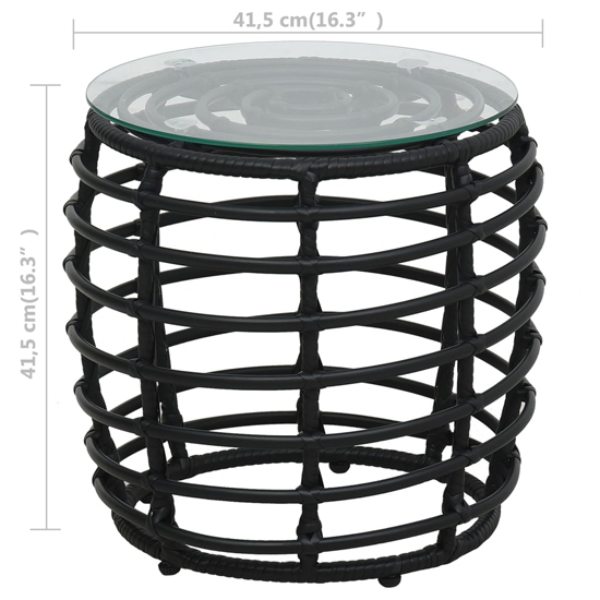 Laconia Glass And Poly Rattan 3 Piece Bistro Set In Black