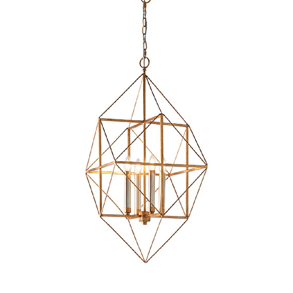 Laconia Metal Pendant Ceiling Light In Antique Gold Silver Leaf
