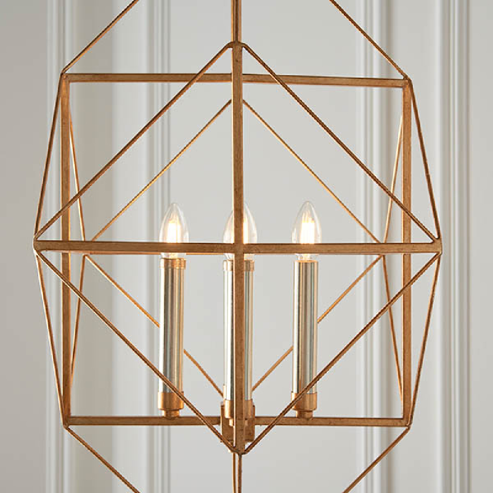 Laconia Metal Pendant Ceiling Light In Antique Gold Silver Leaf