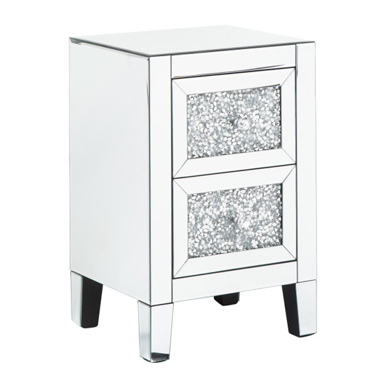 Lostock Mirrored Jewelled Bedside Cabinet With 2 Drawers_6