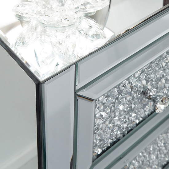 Lostock Mirrored Jewelled Bedside Cabinet With 3 Drawers_5