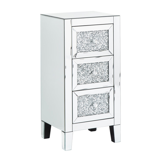 Lostock Mirrored Jewelled Bedside Cabinet With 3 Drawers_6