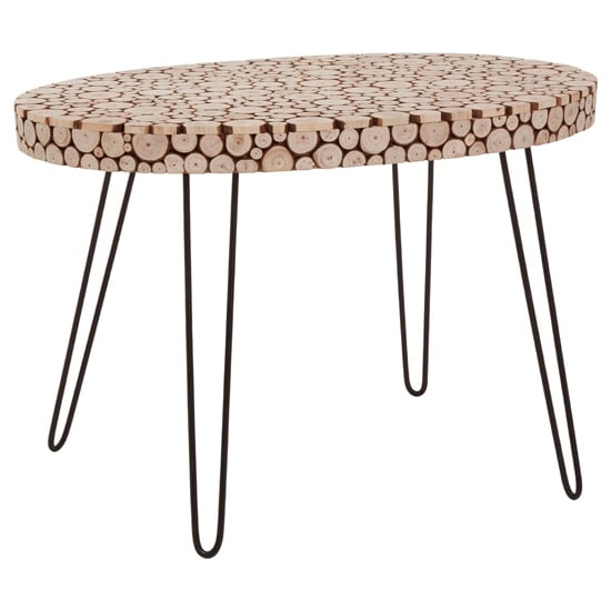 Read more about Laconia oval wooden side table with hairpin legs in natural