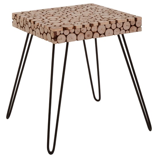 Product photograph of Laconia Square Wooden Side Table With Hairpin Legs In Natural from Furniture in Fashion