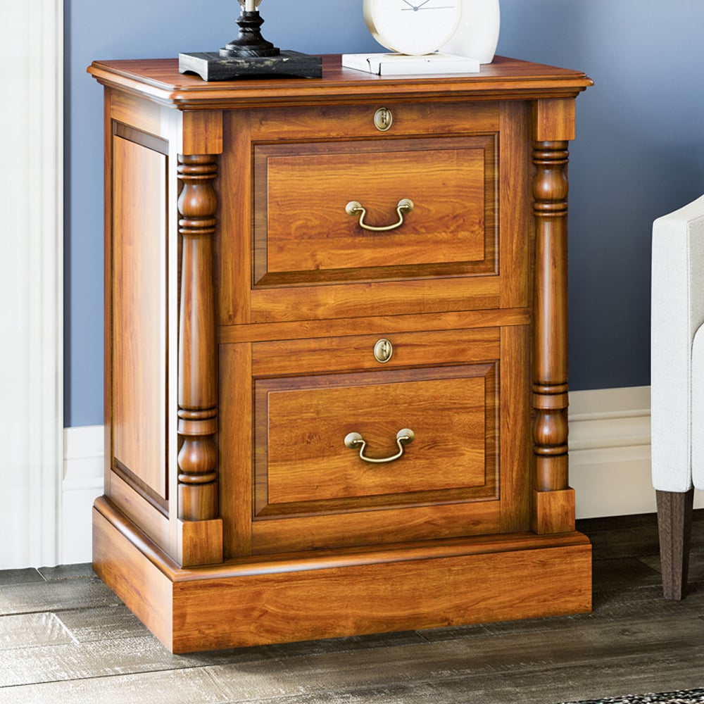 Laconia Wooden Filing Cabinet With 2 Drawers In Light Brown