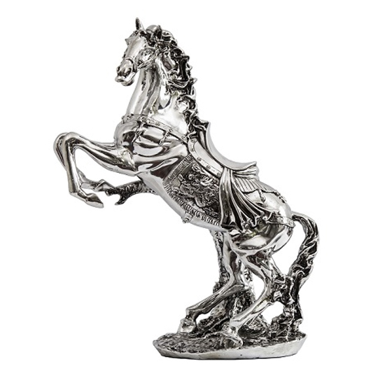 Product photograph of Lacretia Metal Horse Sculpture In Silver from Furniture in Fashion