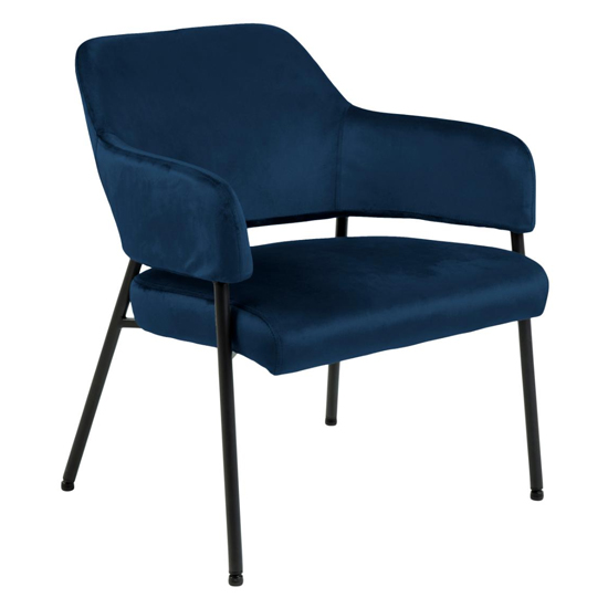 Lacygne Fabric Lounge Chair In Dark Blue With Matt Black Legs