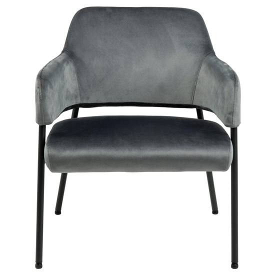 Lacygne Fabric Lounge Chair In Dark Grey With Matt Black Legs_2