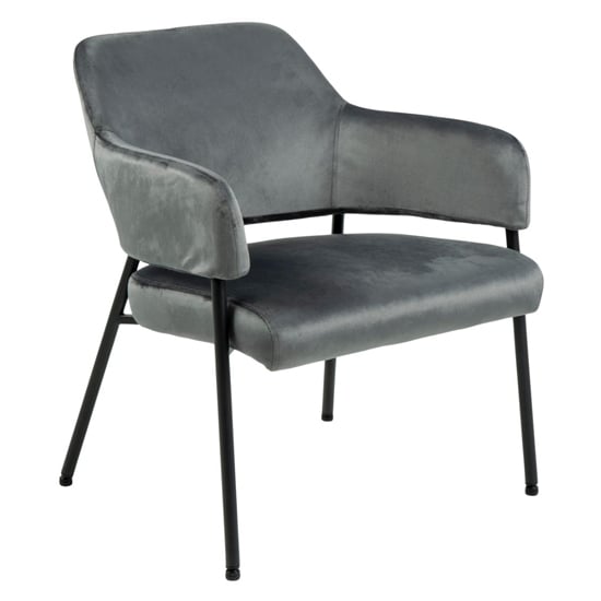 Lacygne Fabric Lounge Chair In Dark Grey With Matt Black Legs_1