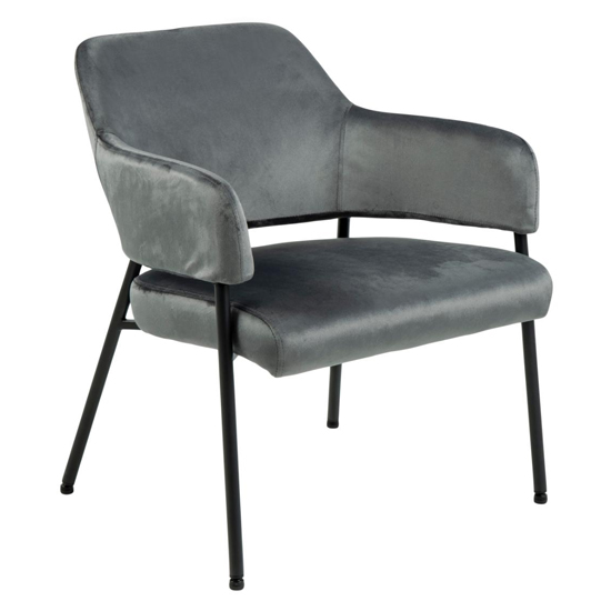 Read more about Lacygne fabric lounge chair in dark grey with matt black legs