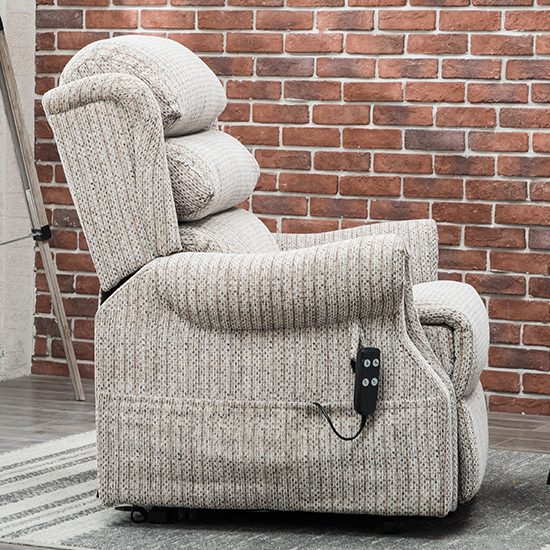 Ladbroke Fabric Electric Recliner Chair In Wheat_3