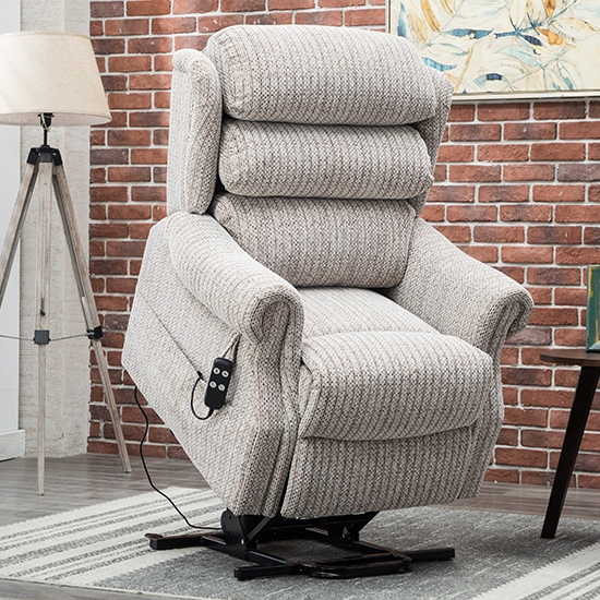 Ladbroke Fabric Electric Recliner Chair In Wheat_5