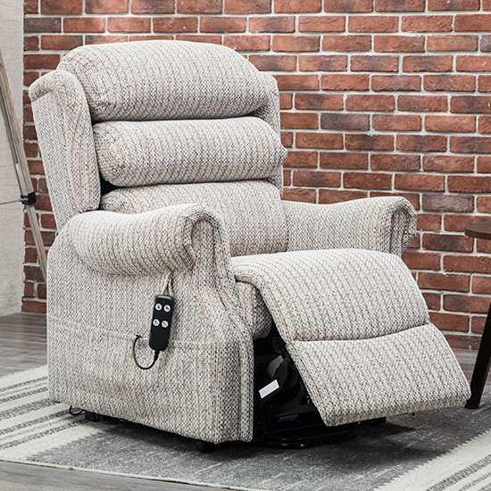 Ladbroke Fabric Electric Recliner Chair In Wheat_6