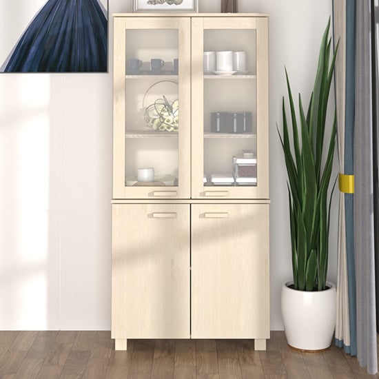 Product photograph of Laddie Pinewood Display Cabinet With 4 Doors In Honey Brown from Furniture in Fashion